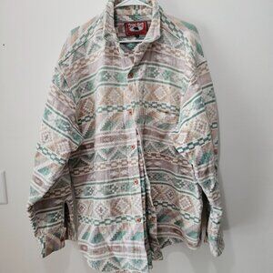 Vintage Men's XL Aztec True Grit Button Up Shirt